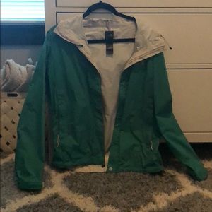 Teal northface rain jacket